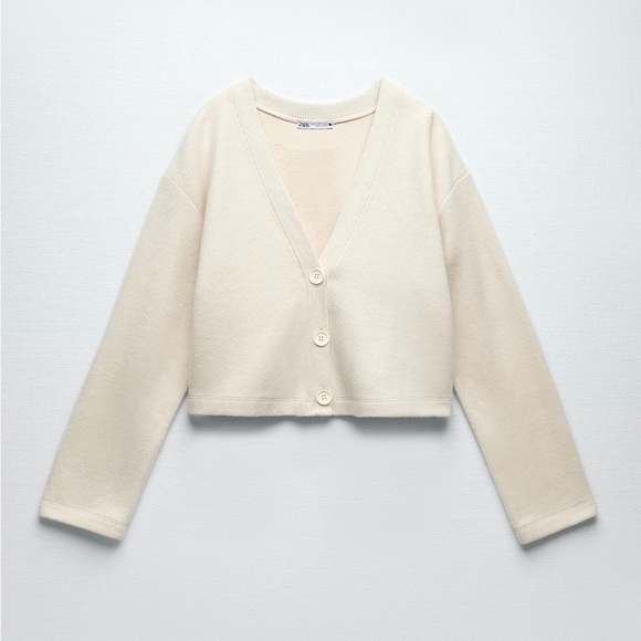 ZARA CREAM SOFT CARDIGAN - Picture 1 of 8